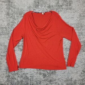 Anthropologie Dolan Shirt Womens Size Large Red Kirby Long Sleeve Cowl Neck Top